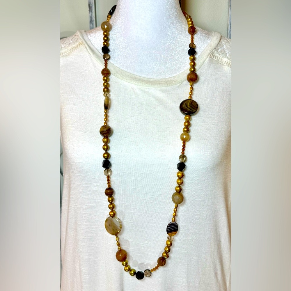 NWT Alexander Kalifano Pearl & Natural Gemstone Necklace